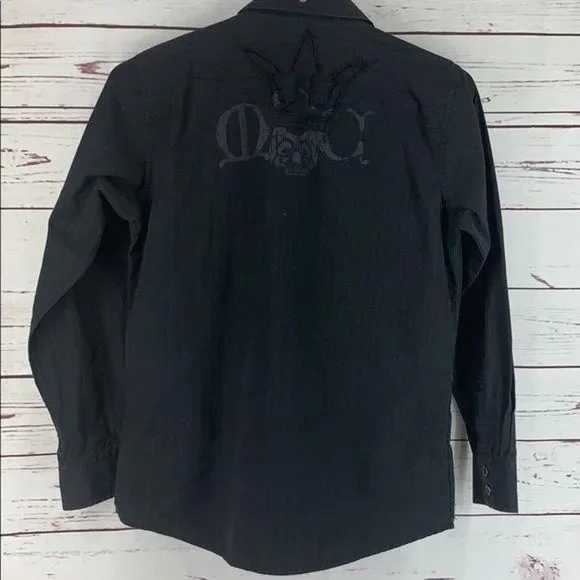 Micros Clothing Co. Boys Black Button Down long sleeve embroidered Shirt - Picture 2 of 8
